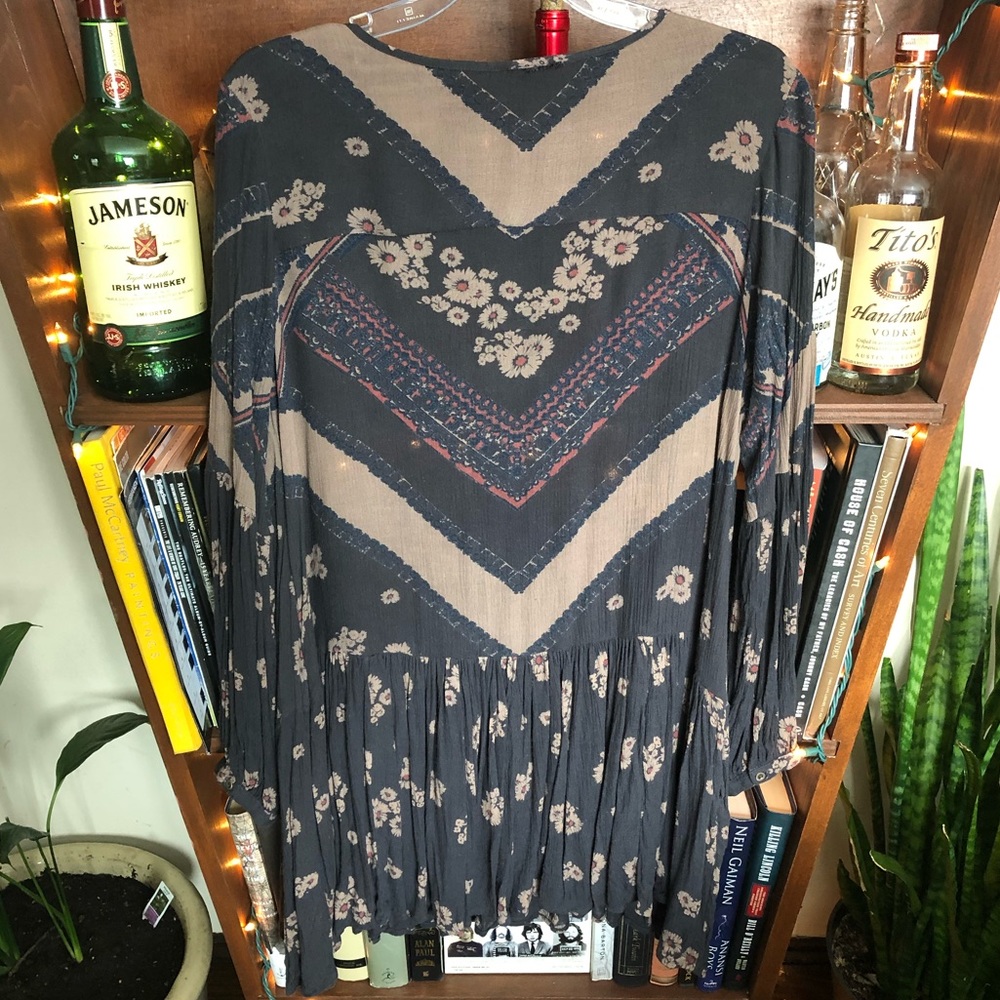 Rare Free People From Your Heart Printed Tunic Dress Midnight Combo size small - Picture 4 of 8